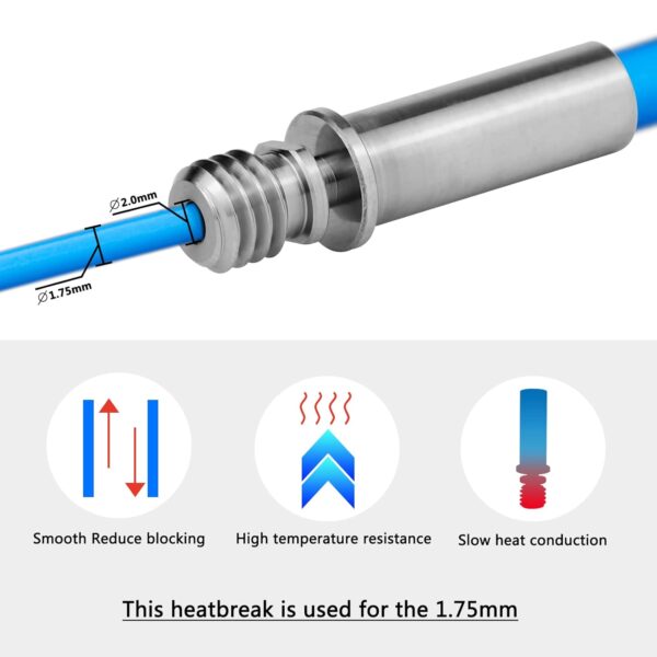 2-Pack Upgrade All Metal Titanium TC4 Heatbreak High Temperature Throat Compatible with Anycubic Mega S, Mega Pro, Vyper, Kobra Max/Plus 3D Printer Accessories (Titanium Heatbreak) - Image 5