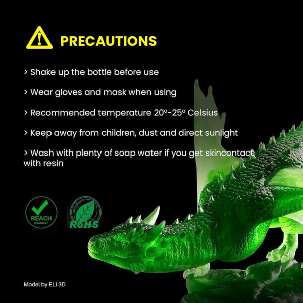 ELEGOO Standard Plant-Based 3D Printer Resin with Low Odor and High Precision, 405nm UV Curing Resin for Mars Saturn Jupiter MSLA DLP LCD 3D Printing - Translucent 2000g - Image 3