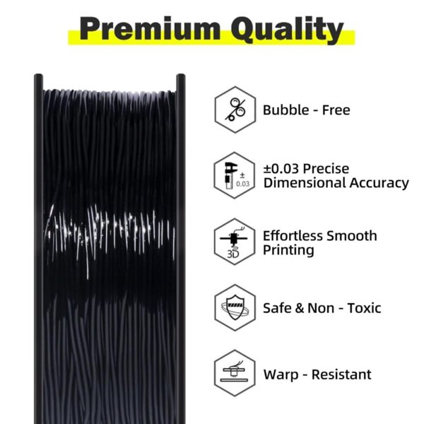 Geeetech TPU Filament 1.75mm, Shore 95A – Flexible 3D Printer Filament with High Elasticity, 1KG (2.2lbs) Spool, Dimensional Accuracy ±0.03mm, Fits Most FDM Printers (Black) - Image 6
