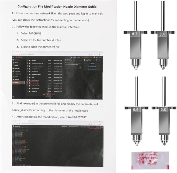 Sovol SV08 Nozzles and Heat Block Kit Includes 0.2mm*1pc/0.4mm*1pc/0.6mm*1pcs/0.8mm*1pc for Sovol SV08/T300 4pcs in Total - Image 7