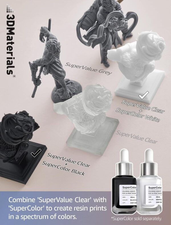 SuperValue 3D Printer Resin for Ultra Low Cost Printing, Made in Korea by 3DMaterials (1000g, Grey) - Image 3
