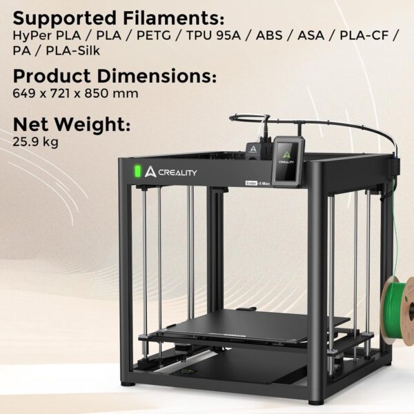 Creality Ender-5 Max 3D Printer, 400x400x400mm Large Build Volume, 700mm/s High-Speed Printing, 36-Point Auto Leveling, LAN Multi-Device Control, Professional FDM 3D Printing - Image 8