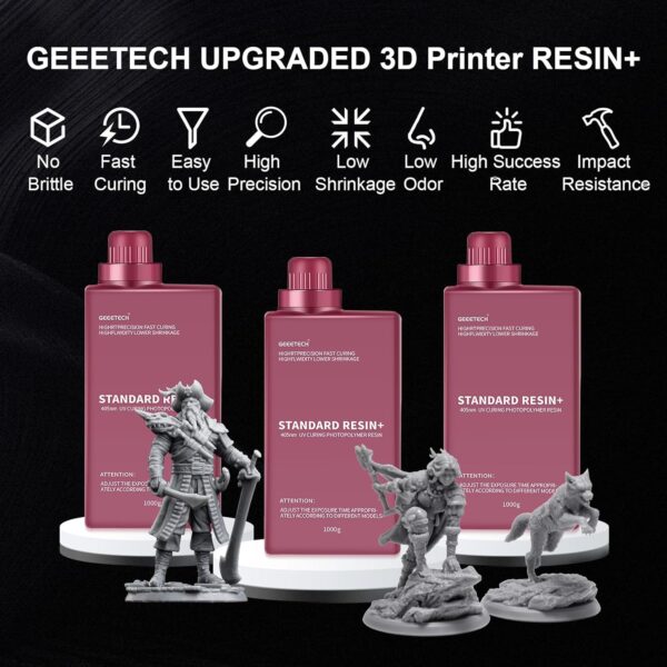 GEEETECH Upgraded 3D Printer Resin, 405nm Fast UV-Curing 1kg Standard Resin, Photopolymer 3D Printing Resin for DLP LCD 3D Printing (Blue, 1kg) - Image 5
