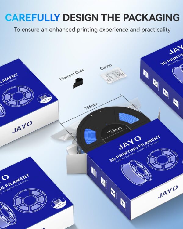 JAYO PLA 3D Printer Filament Bundle 4.4KG, PLA Filament 1.75mm Bulk, Dimensional Accuracy +/- 0.02mm, 4 Pack 1.1kg Spool (Cherry Red,Pri-Yellow,Pri-Cyan,Olive Green) - Image 8
