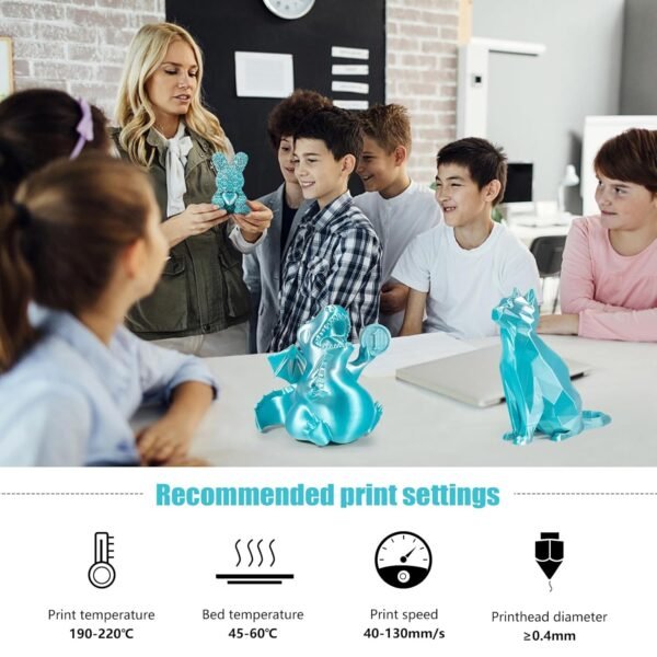 iSANMATE 3D Printer Filament, PLA Filament 1.75mm Dual Color Filament, Shiny Silk PLA Coextruded Filament, 1 kg/Spool (Lake Green and Silver) - Image 7