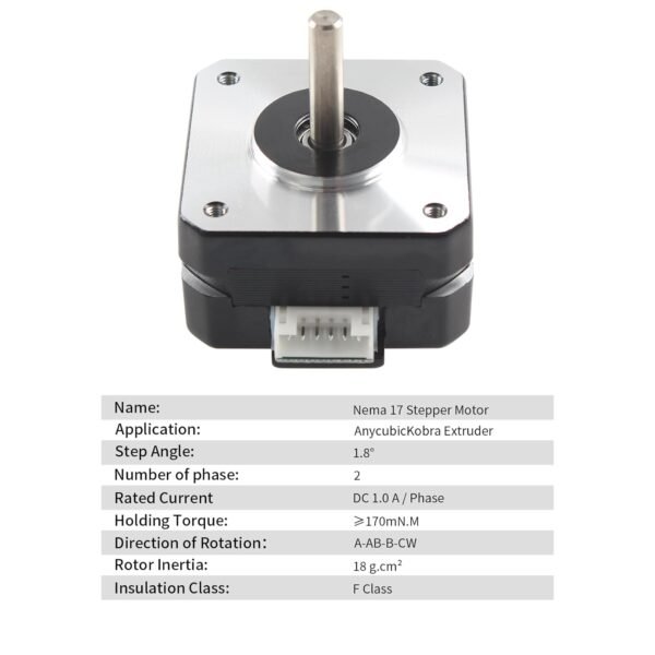 FYSETC 3D Printer Motor - Anycubi Kobrra Extruder Motor Replacement - E Axis Nema 17 Stepper : Small Bipolar 42 1.8deg 2 Phrase Shaft 22mm 1.0 A Hot End Part No Lead Wire - Pack of 1 - Image 3