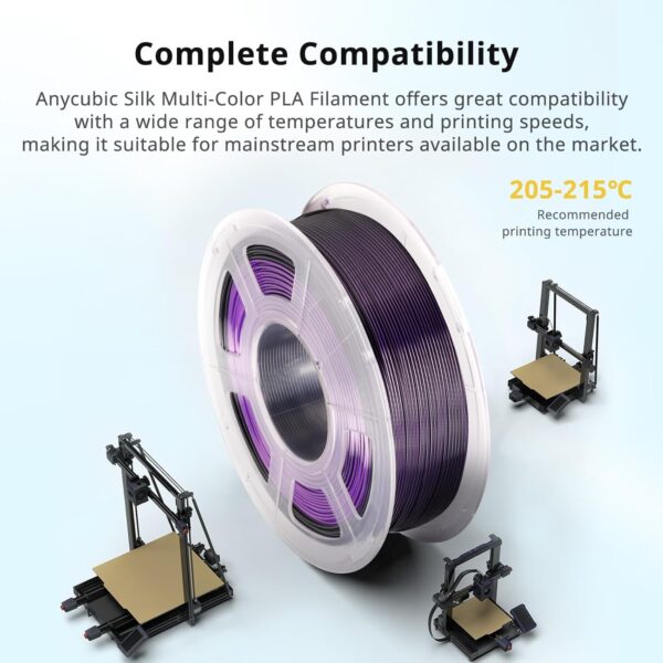 ANYCUBIC Silk Dual Color Pla Filament, 2-in-1 Chrome Coextrusion Color Change 3D Printer Filament 1.75mm Dimensional Accuracy +/- 0.02mm, Silk Texture, 1KG Spool (2.2 lbs), Black Purple - Image 3