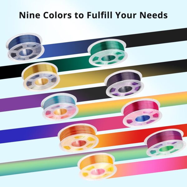ANYCUBIC Silk Dual Color Pla Filament, 2-in-1 Chrome Coextrusion Color Change 3D Printer Filament 1.75mm Dimensional Accuracy +/- 0.02mm, Silk Texture, 1KG Spool (2.2 lbs), Black Purple - Image 6