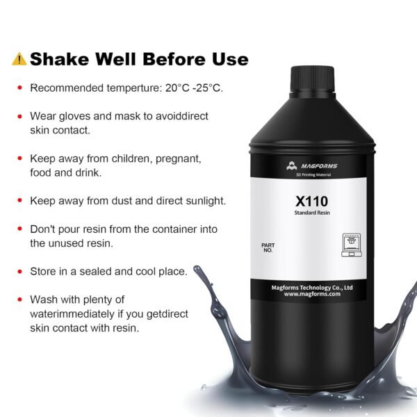 X110 Upgraded Standard 3D Printing Resin, Enhanced Toughness & Strength, Non-Brittle 405nm UV Curing Resin with High Precision for 4K/6K/8K LCD DLP 3D Printers (White, 1kg) - Image 9