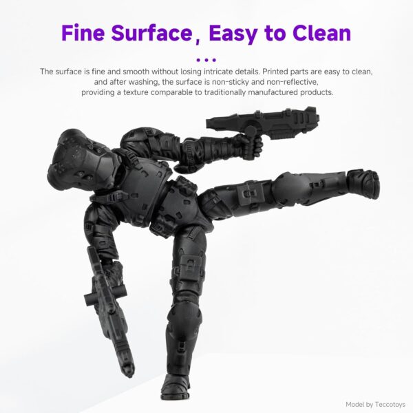 RESIONE Tough 74 3D Printer Resin, Impact-Resistant Photopolymer for LCD DLP MSLA– Wear-Resistant, Low Shrinkage, Durable Resin for Action Figures, Tabletop Miniatures & Joints, Black, 1KG - Image 3