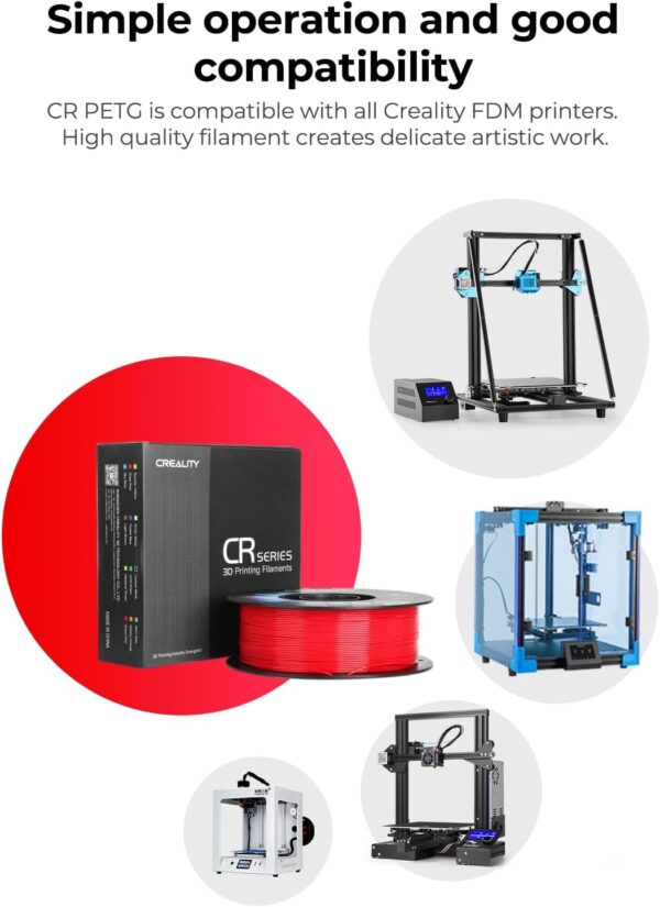 Creality PETG Filament 1.75mm, 3D Printer Filament, Excellent Toughness High Precision, Odorless Non-Toxic Moistureproof, Accuracy +/- 0.02mm, 2 Pack-1kg (Black & White) - Image 6