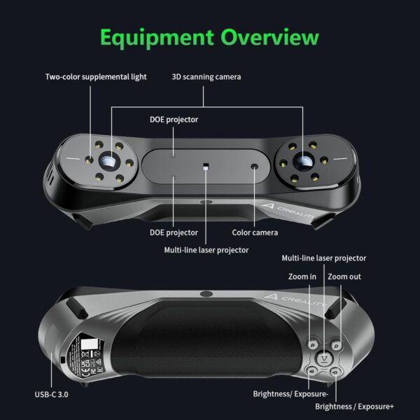 Crealty 3D Scanner CR-Scan Raptor for 3D Printing Support Scanning Hair and Body, Up to 60FPS Scanning Speed and 0.02mm Accuracy Industrial Blue Light,High Quality Scanning for Windows Mac - Image 7