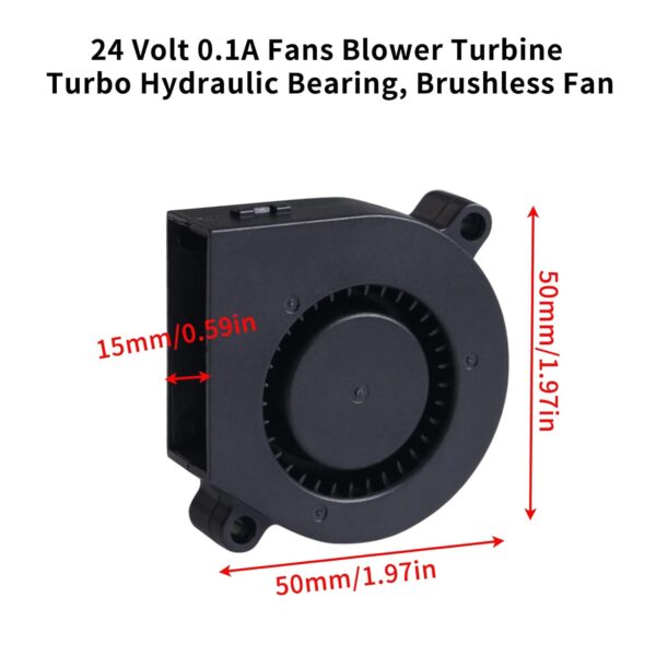 3D Printer Accessories Adventuer 5M Pro Print Head Printing Fan 5015: 24 Volt 0.1A Fans Blower Turbine Turbo-Hydraulic Bearing, Brushless Cooling 50mmx15mm - Image 3