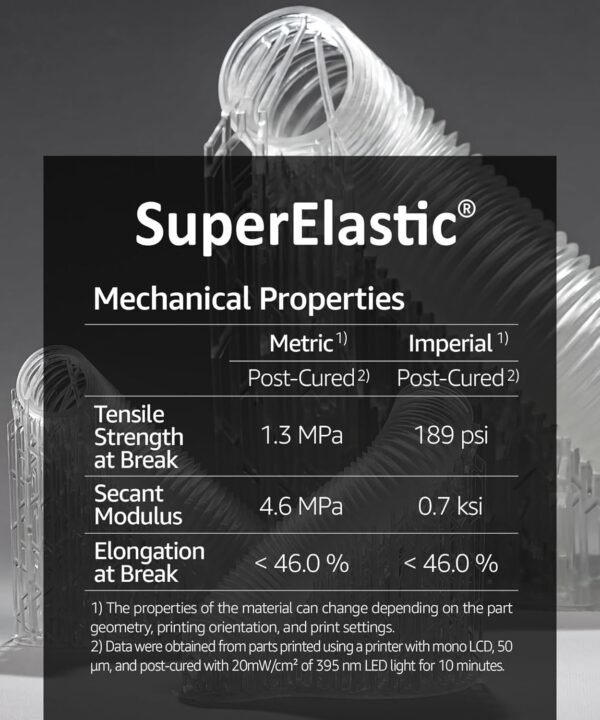 SuperElastic 3D Printer Resin, Softness 60A Simulating Soft Silicone, Made in Korea by 3DMaterials (500g, Clear) - Image 3