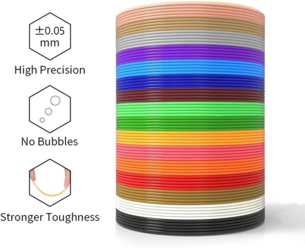 30Pcs 3D Pen Filament 1.75mm PLA Refills Pack, 3D Printing Pen Refills 30 Colors, Each Color 16.4 Feet, Universal Safety 3D Pen PLA Filament for 3D Pen and 3D Printer - Image 5