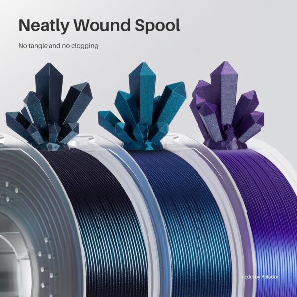 ELEGOO PLA Filament 1.75mm Galaxy Peacock Blue 1KG, Shiny 3D Printer Filament Dimensional Accuracy +/- 0.02mm, 1kg Spool(2.2lbs) 3D Printing Filament for Most FDM 3D Printers - Image 3