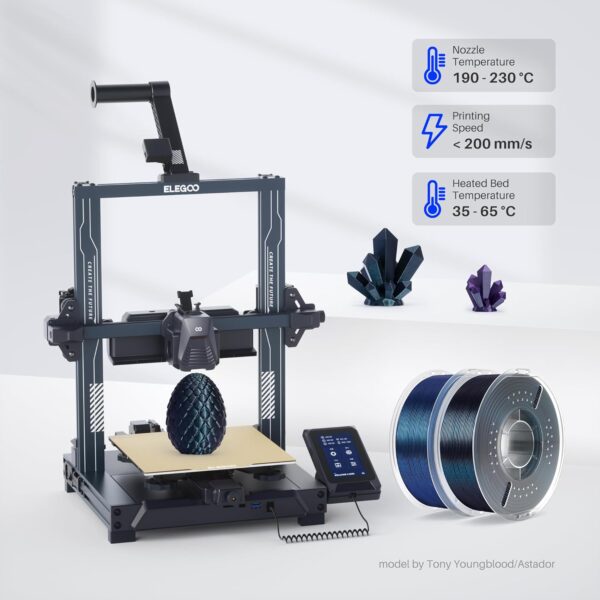 ELEGOO PLA Filament 1.75mm Galaxy Peacock Blue 1KG, Shiny 3D Printer Filament Dimensional Accuracy +/- 0.02mm, 1kg Spool(2.2lbs) 3D Printing Filament for Most FDM 3D Printers - Image 5