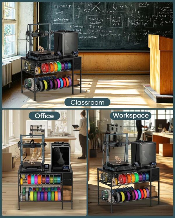 3D Printer Table with Filaments Storage - 3D Printer Stand Filament Storage Rack Heavy Duty 3D Printer Desk with Drawer for Workshop Studio Office - Image 6