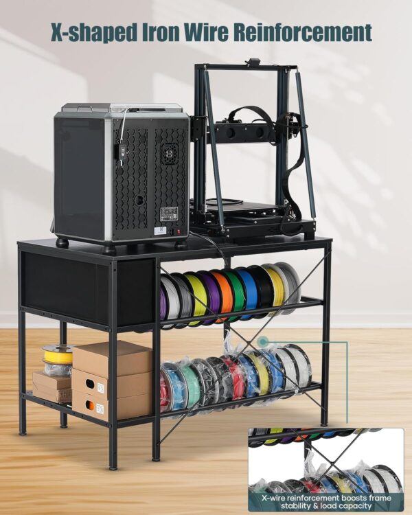 3D Printer Table with Filaments Storage - 3D Printer Stand Filament Storage Rack Heavy Duty 3D Printer Desk with Drawer for Workshop Studio Office - Image 7