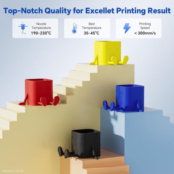 PLA PRO Filament 1.75mm, Stronger Toughness 3D Printer Filament, PLA Filament Dimensional Accuracy +/- 0.02 mm, Neatly Wound, Fits Most FDM 3D Printer, 1KG Black - Image 4
