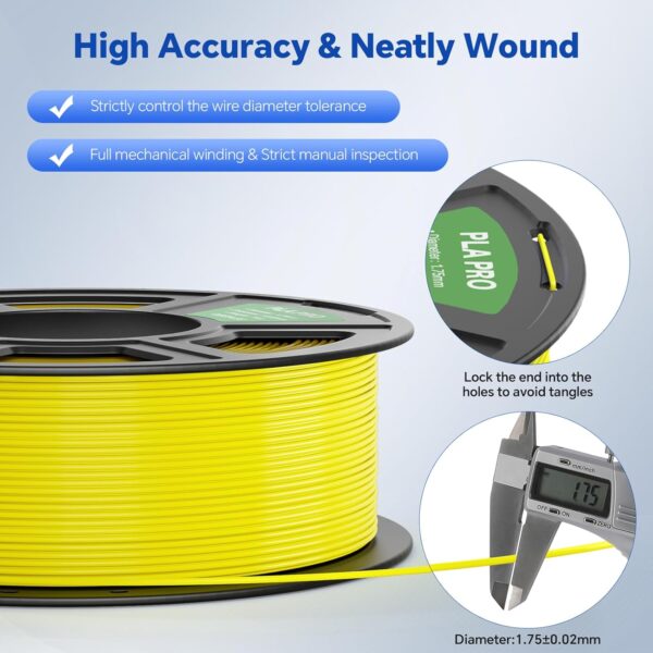 PLA PRO Filament 1.75mm, Stronger Toughness 3D Printer Filament, PLA Filament Dimensional Accuracy +/- 0.02 mm, Neatly Wound, Fits Most FDM 3D Printer, 1KG Black - Image 5