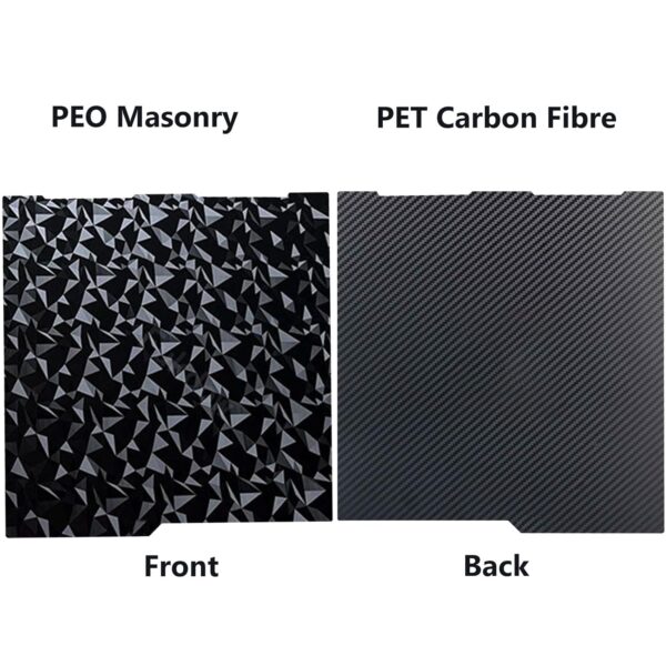Kobra 3 3D Printer Double Sided Glossy PET Carbon Fiber Pattern and Smooth PEO Build Plate Sheet, Flexible Removable Spring Steel Heated Printing Bed Platform Mat 256x268mm - Image 3