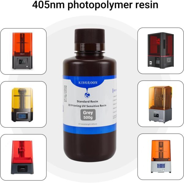 Kingroon Standard 3D Printer Resin, High Precision UV-Curing 3D Resin, Designed to Showcase Highly Detailed 3D Models & Works 0.5kg (Gray) - Image 6