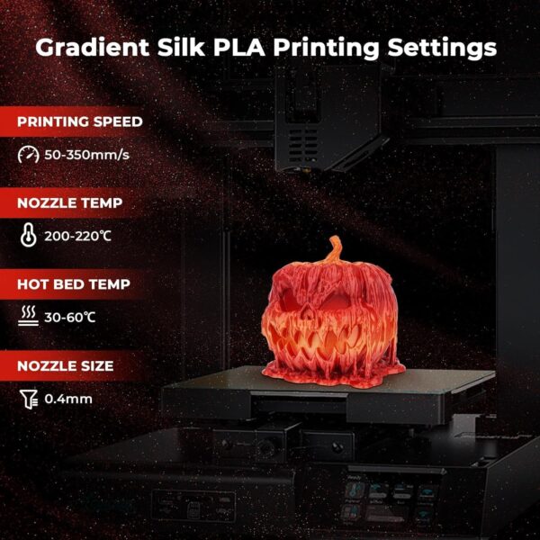 AMOLEN Silk PLA Gradient 3D Printing Filament, 1KG Spool 1.75mm Silk Shiny Red Gold Gradient Printer Filament 2.2lb Brighter New Version, Compatible with 3D Printer and 3D Pen - Image 3
