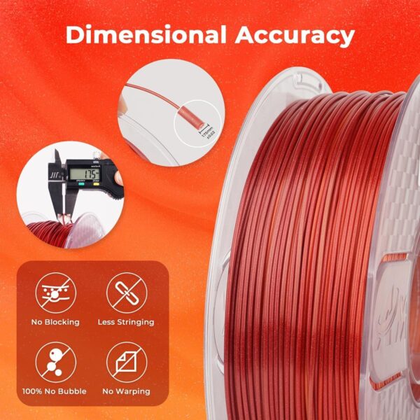 AMOLEN Silk PLA Gradient 3D Printing Filament, 1KG Spool 1.75mm Silk Shiny Red Gold Gradient Printer Filament 2.2lb Brighter New Version, Compatible with 3D Printer and 3D Pen - Image 4
