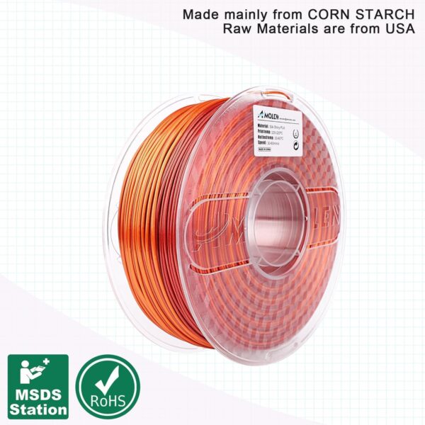 AMOLEN Silk PLA Gradient 3D Printing Filament, 1KG Spool 1.75mm Silk Shiny Red Gold Gradient Printer Filament 2.2lb Brighter New Version, Compatible with 3D Printer and 3D Pen - Image 7