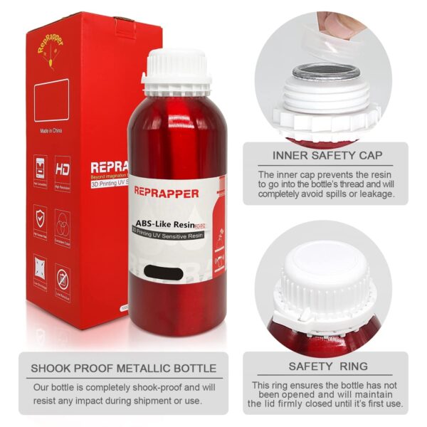 Reprapper ABS-Like 3D Printer Resin, 405nm Fast UV-Curing 1kg Gray 3D Printing Photopolymer Sensitive Resin for LCD Printer, Grey 1000g - Image 5