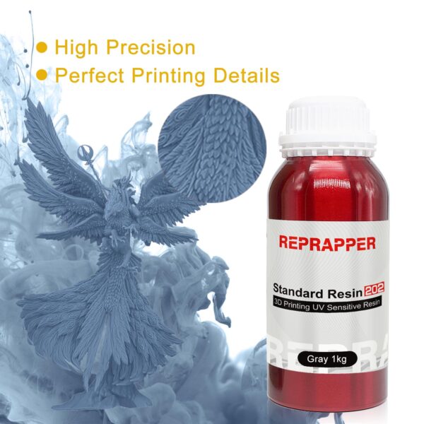 Reprapper ABS-Like 3D Printer Resin, 405nm Fast UV-Curing 1kg Gray 3D Printing Photopolymer Sensitive Resin for LCD Printer, Grey 1000g - Image 7