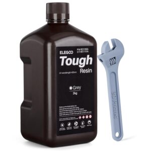ELEGOO Tough Resin 3D Printer Resin with High Hardness, Low Viscosity, Low Shrinkage, Compatible with MSLA/LCD/DLP 3D Printers, Grey 2000g