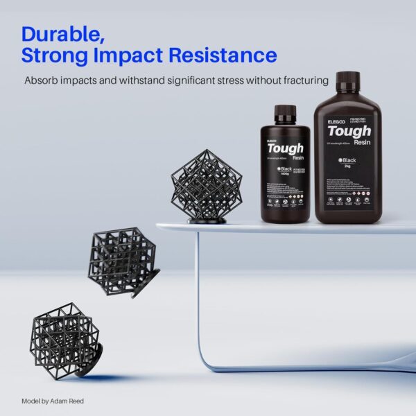 ELEGOO Tough Resin 3D Printer Resin with High Hardness, Low Viscosity, Low Shrinkage, Compatible with MSLA/LCD/DLP 3D Printers, Grey 2000g - Image 3