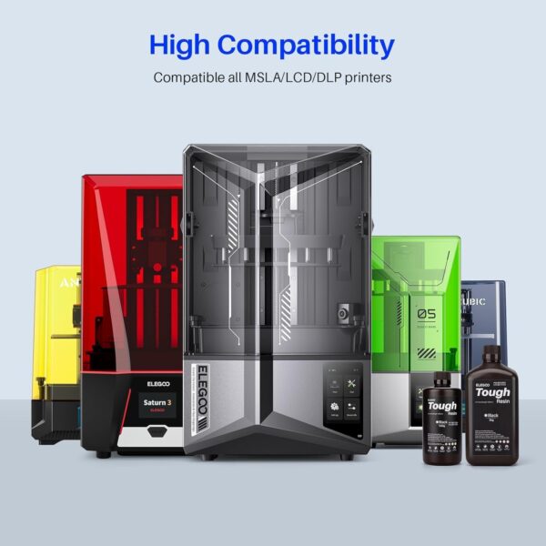 ELEGOO Tough Resin 3D Printer Resin with High Hardness, Low Viscosity, Low Shrinkage, Compatible with MSLA/LCD/DLP 3D Printers, Grey 2000g - Image 7