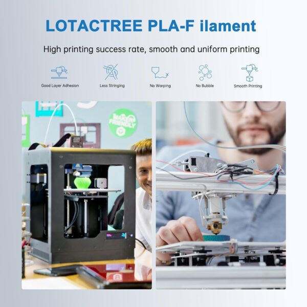 PLA-F Filament White 1KG(2.2LBS), PLA Plus 3D Printer Filament 1.75mm ± 0.02mm Strength and Toughness Fit for Most FDM 3D Printers - Image 4