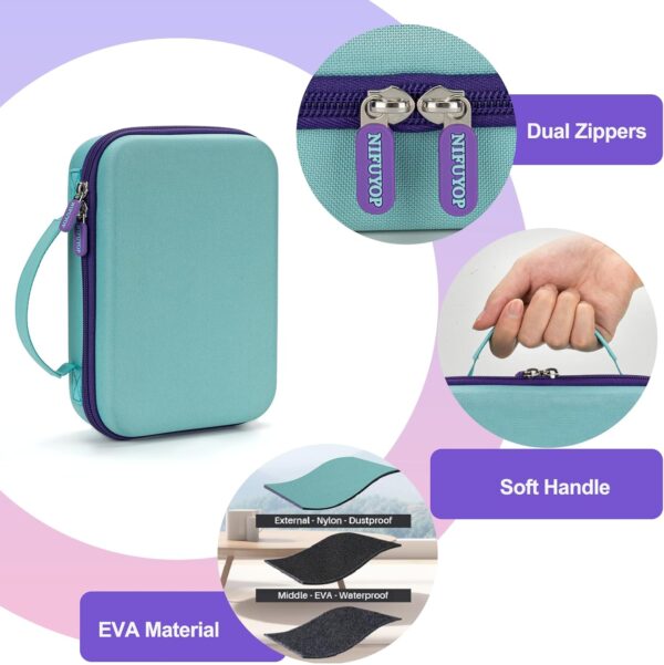 3D Pen Case for Scrib3d P1 Advanced, 3D Doodler Flow, MYNT3D Super Professional Printing, PIKA3D PRO, Extra Mesh Pocket Fits PLA Filament, Stencil Book, Project Guide, Light Blue(Case Only) - Image 5