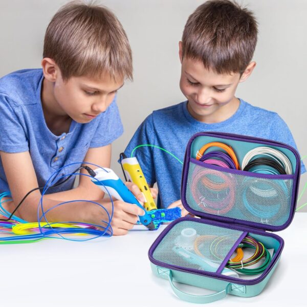 3D Pen Case for Scrib3d P1 Advanced, 3D Doodler Flow, MYNT3D Super Professional Printing, PIKA3D PRO, Extra Mesh Pocket Fits PLA Filament, Stencil Book, Project Guide, Light Blue(Case Only) - Image 7