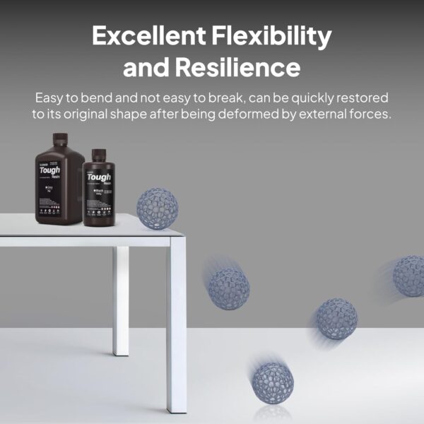 ELEGOO Tough Resin for 3D printing, 3D Printer Resin with High Toughness, High Elasticity, Stable Performance, 405nm UV-Curing 3D Resin for LCD/DLP/MSLA 3D Printer, Grey 1000g - Image 3