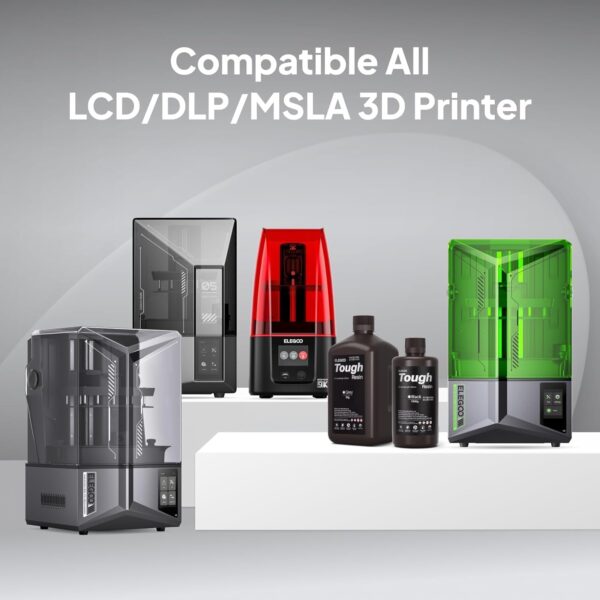 ELEGOO Tough Resin for 3D printing, 3D Printer Resin with High Toughness, High Elasticity, Stable Performance, 405nm UV-Curing 3D Resin for LCD/DLP/MSLA 3D Printer, Grey 1000g - Image 6
