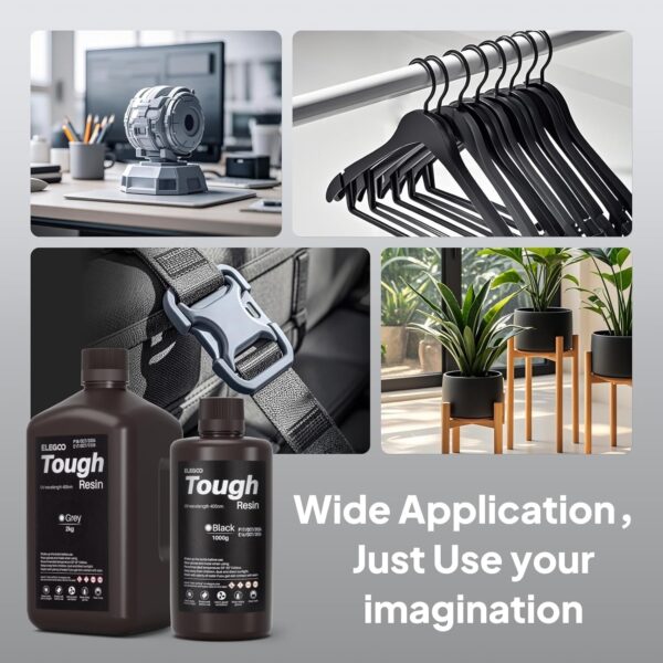 ELEGOO Tough Resin for 3D printing, 3D Printer Resin with High Toughness, High Elasticity, Stable Performance, 405nm UV-Curing 3D Resin for LCD/DLP/MSLA 3D Printer, Grey 1000g - Image 7