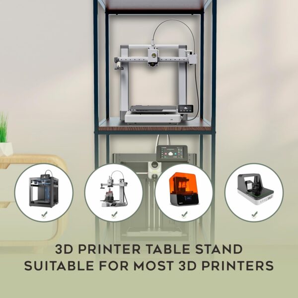 PT2 3D Printer Stand Rack, 3 Tier Heavy Duty 3D Printer Rack with Filament Organizer, Large Capacity for 3D Printers and Printing Filaments Storage with Wheels - Image 4