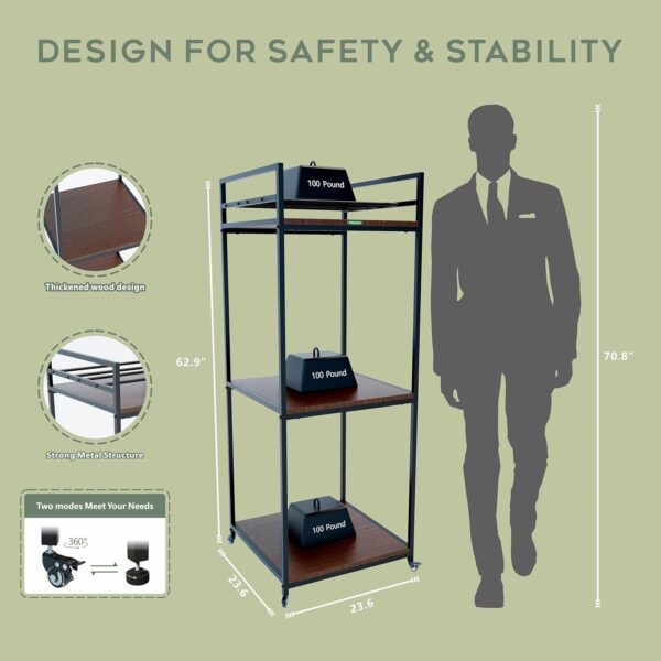 PT2 3D Printer Stand Rack, 3 Tier Heavy Duty 3D Printer Rack with Filament Organizer, Large Capacity for 3D Printers and Printing Filaments Storage with Wheels - Image 6