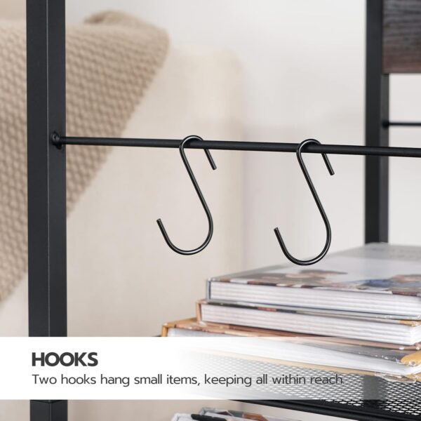 HOOBRO Industrial Printer Stand, 3-Tier Mobile Printer Table, Rolling Cart with Power Outlets and USB Ports, Home Printer Stand with 2 Hooks, for Office, Living Room, Rustic Brown BF22UPS01 - Image 6