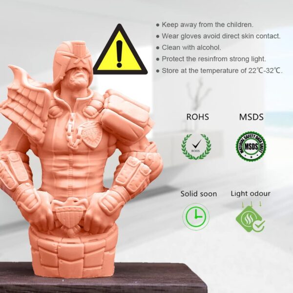 YOUSU iForm 182 ABS-Like 3D Printer Resin 1kg,UV-Resin Rapid LCD UV-Curing Resin 405nm Standard Photopolymer Resin for LCD DLP SLA 3D Printer Beige(Red Wax) Color 1kg - Image 6