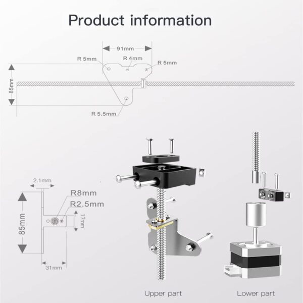 Official Creality New Update Ender 3 Dual Z-axis Upgrade Kit with Metal Power Supply Holder, Stepper Motor and Lead Screw for Ender 3 V2, Ender 3 Pro, Ender 3 3D Printer… - Image 6
