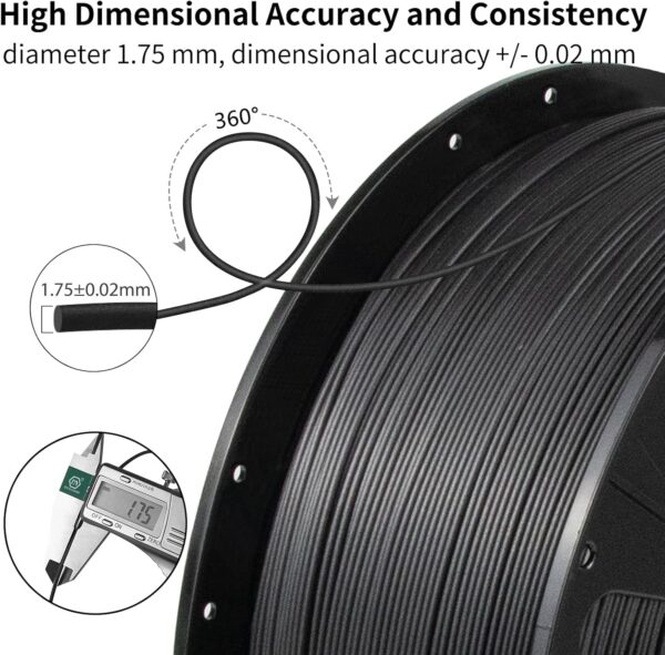 IEMAI PETG Carbon Fiber Filament 1.75mm, Matte Black PETG-CF, Heat-Resistant, High Strength & Rigidity 3D Printer Filament, 1kg Spool Designed for Complex Models and Functional Parts - Image 7