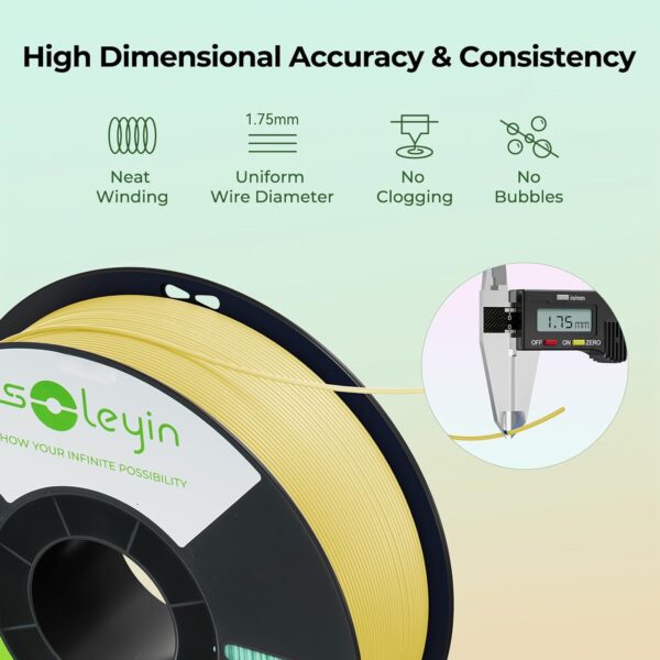 3D Printer Filament 1.75mm Ultra PLA Filament High Speed 30-300mm/s Accuracy +/- 0.02mm, 1kg Spool (2.2lbs), Fit Most FDM 3D Printer, Soleyin by Creality Filament, PLA Black - Image 5