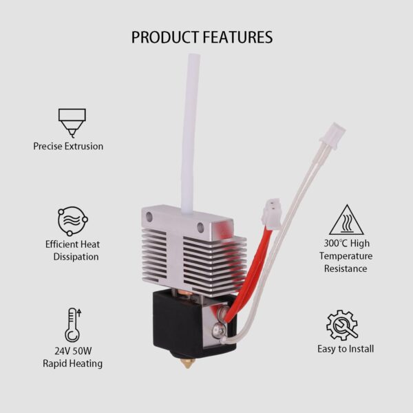 Hotend Kit for Elegoo Neptune 4, Neptune 4 Pro, 3D Printer Print Head Extruder Hot End Kit Heating Block Kit with 5PCS Extra 0.4mm Brass Nozzle Kit and 1 PCS Silicone Cover - Image 3