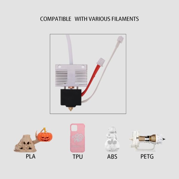 Hotend Kit for Elegoo Neptune 4, Neptune 4 Pro, 3D Printer Print Head Extruder Hot End Kit Heating Block Kit with 5PCS Extra 0.4mm Brass Nozzle Kit and 1 PCS Silicone Cover - Image 4
